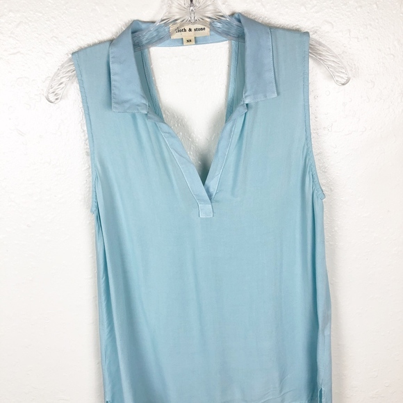 Cloth &‎ Stone Back Cutout Collared Sleeveless Top - Picture 2 of 8